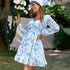 Printed Skirt Rustic Wrap Bust Commuter Fashion Dress - ROUTINE FASHION